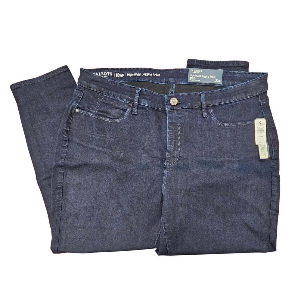 NWT Talbots Flawless High Waist Jegging Ankle Jeans 18WP Plus Petite Dark Wash